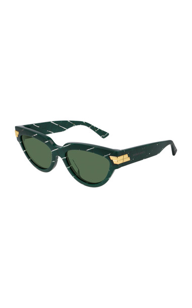 Bottega Veneta Intrecciato Cat-Eye Acetate Sunglasses in green