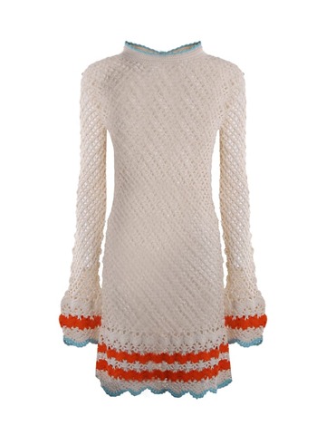 SportMax Crochet Cotton Dress in beige
