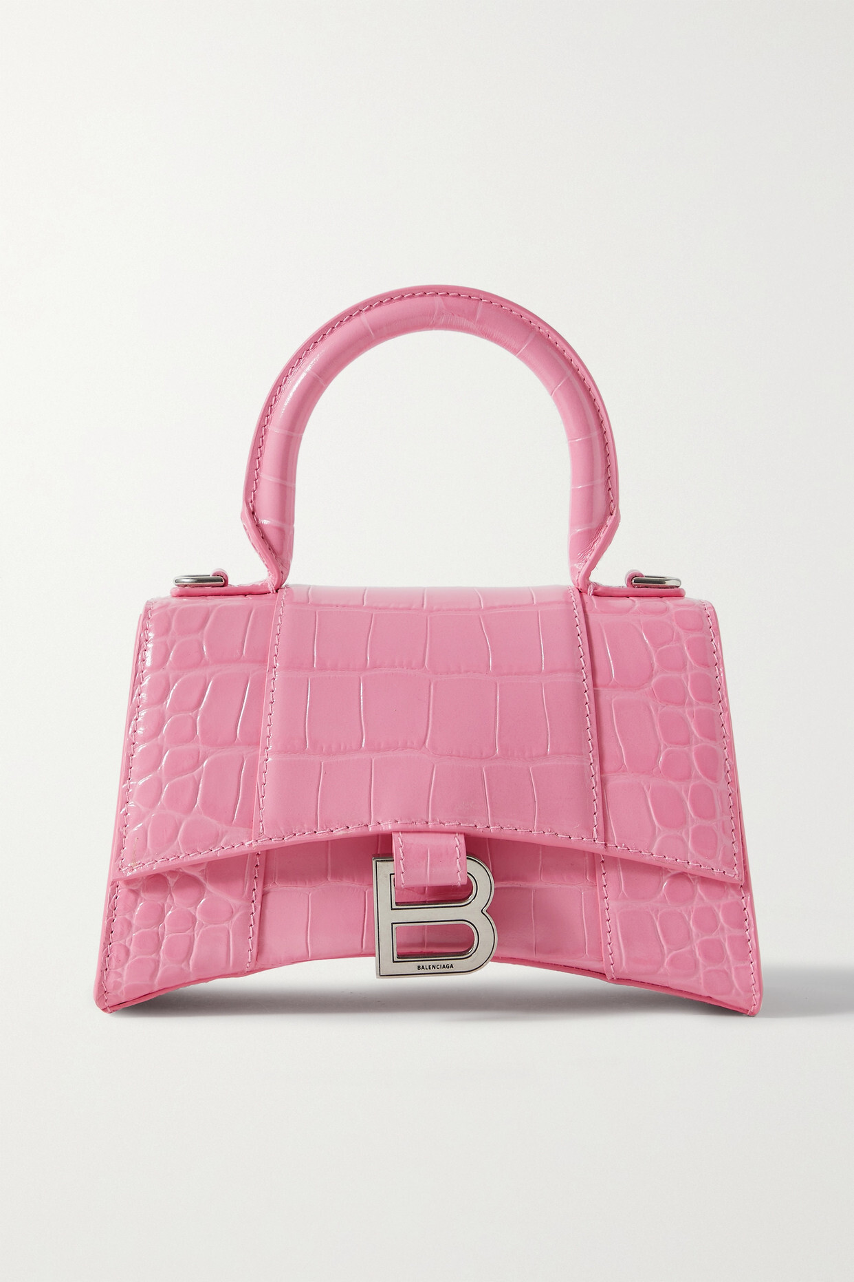Balenciaga - Hourglass Xs Croc-effect Leather Tote - Pink