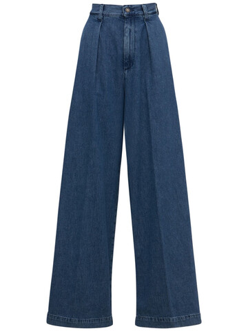 MADE IN TOMBOY Enea Cotton Denim Wide Pleated Jeans in blue