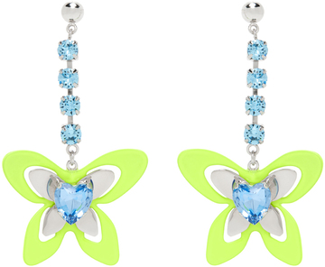 safsafu silver & blue butterfly earrings in yellow