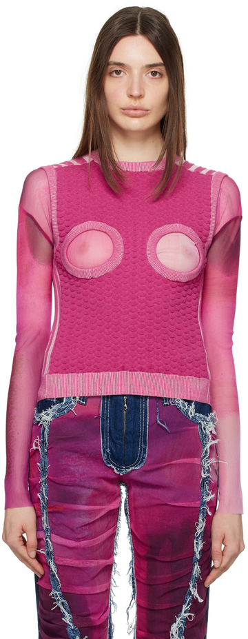 paula canovas del vas pink cutout vest