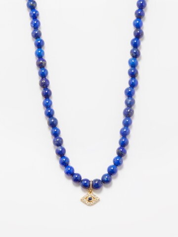 sydney evan - evil eye diamond, sapphire & 14kt gold necklace - mens - blue