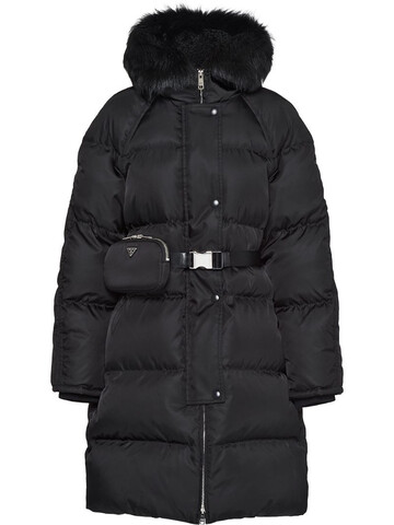 Prada Re-Nylon belted puffer coat in black
