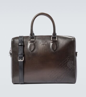 berluti daily leather scritto briefcase in black