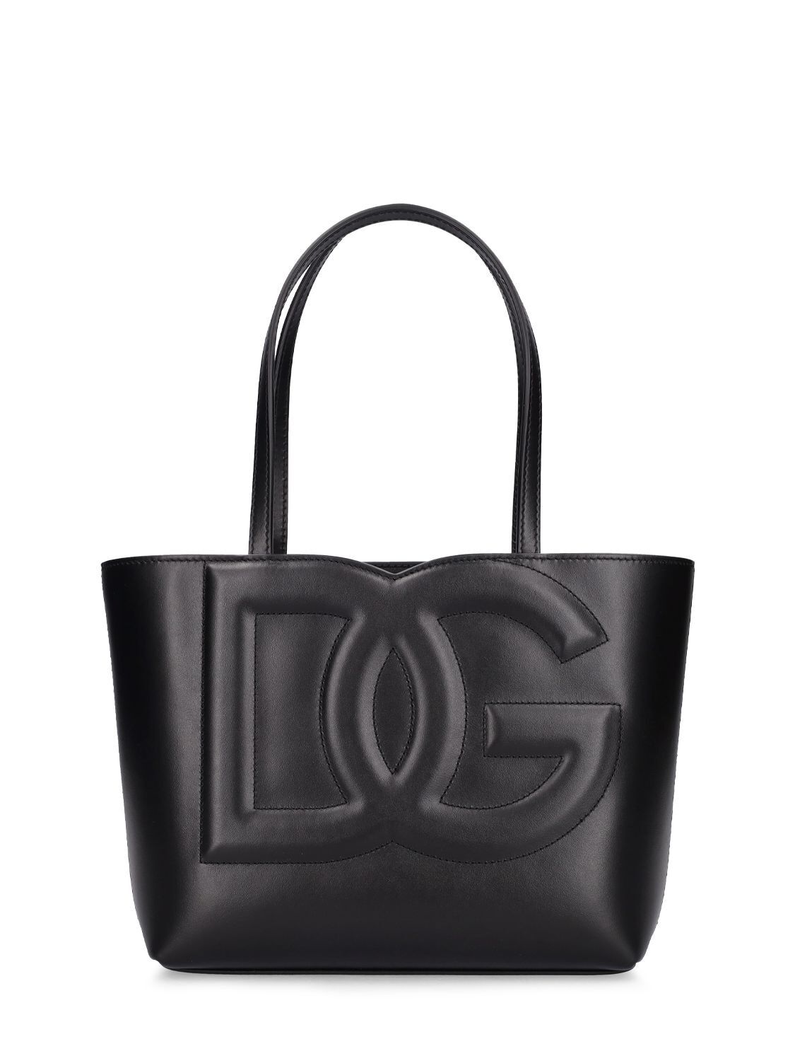 DOLCE & GABBANA Logo Leather Tote Bag in black