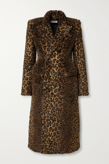 balenciaga - hourglass double-breasted leopard-print faux fur coat - animal print
