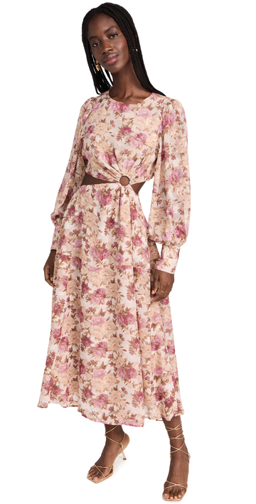 En Saison Lissandra Midi Dress in pink / multi