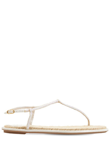 RENÉ CAOVILLA 10mm Embellished Satin Thong Sandals in ivory