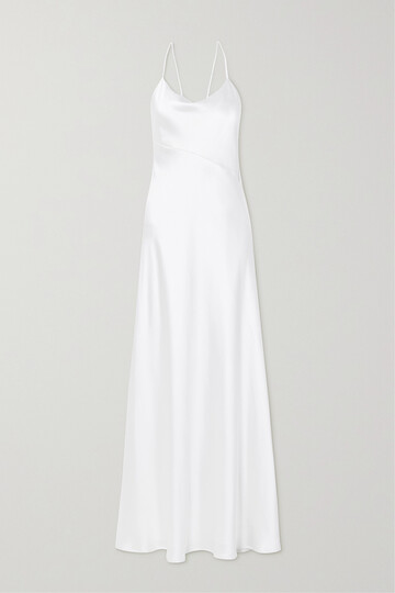galvan - spetses open-back silk-satin gown - white
