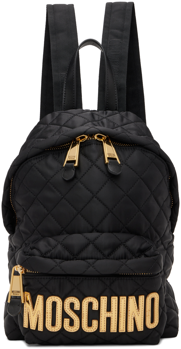 Moschino Black Quilted Backpack