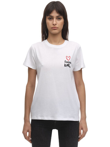 KARL LAGERFELD Forever Karl Cotton Jersey T-shirt in white