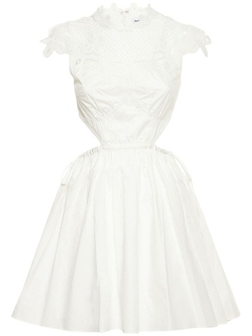 SELF-PORTRAIT Chemical Cotton Lace Bib Mini Dress in white