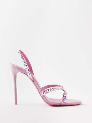 christian louboutin - emilie 100 crystal-embellished suede sandals - womens - pink