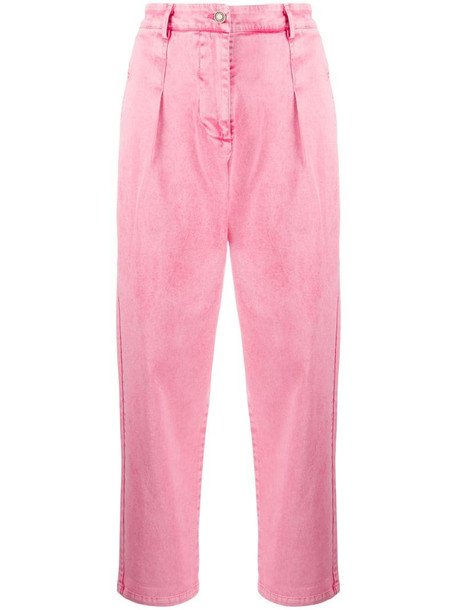 8pm high-waisted straight-leg jeans in pink