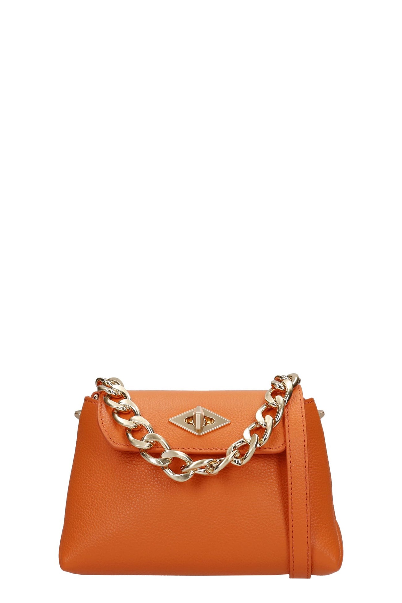 Ballantyne Diamond Micro Hand Bag In Orange Leather