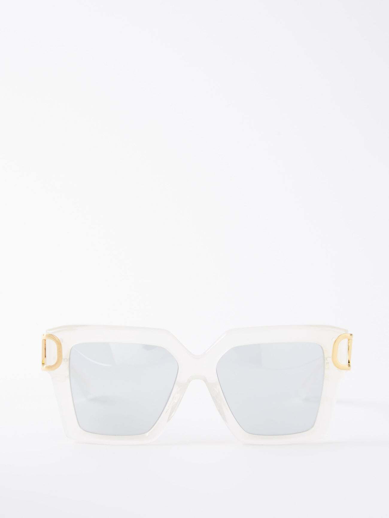 Valentino Eyewear - V-uno V-logo Oversized Square Acetate Sunglasses - Womens - White Gold Multi