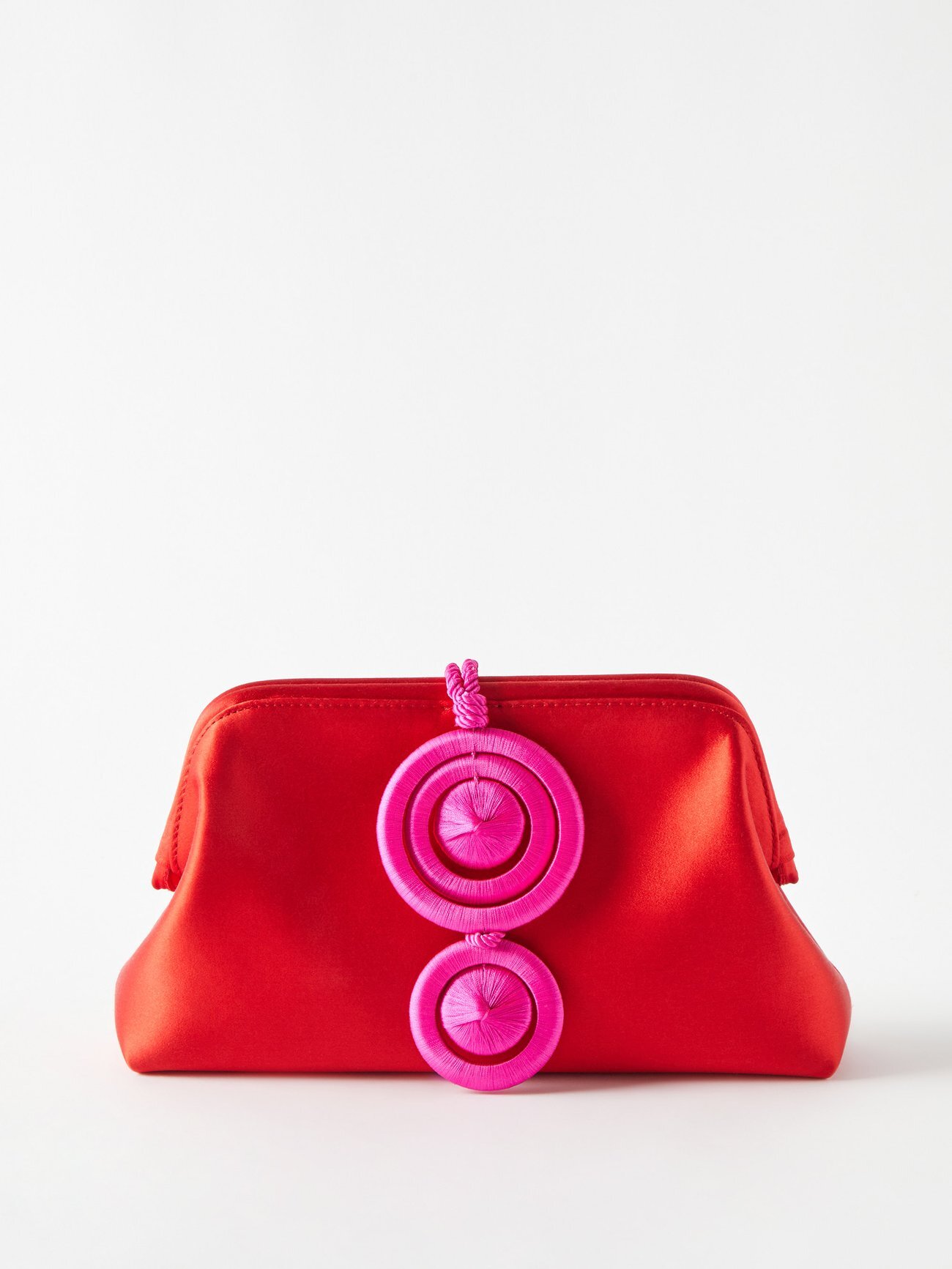 Serena Uziyel - Lia Medium Satin Clutch Bag - Womens - Pink Red