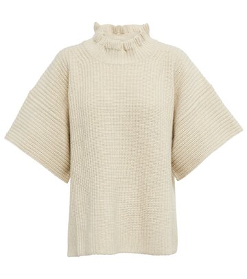 See By Chloé Ruffled wool-blend knit sweater in neutrals