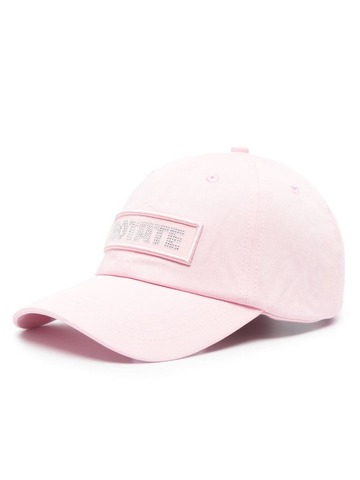 rotate crystal-embellished logo baseball cap - pink