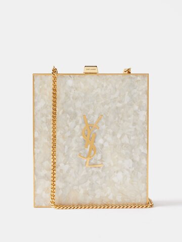 saint laurent - tuxedo plexiglass cross-body bag - womens - white gold