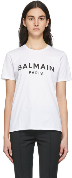 Balmain White Logo T-Shirt in noir