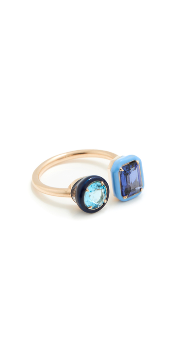 Alison Lou 14k Two Stone Cocktail Ring in blue