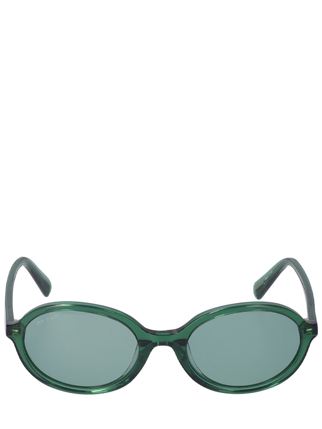 BY FAR Velvet Round Acetate Sunglasses in emerald