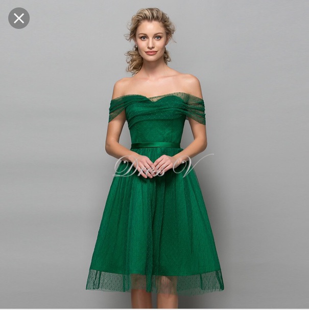  Dark Green Knee Length Dress