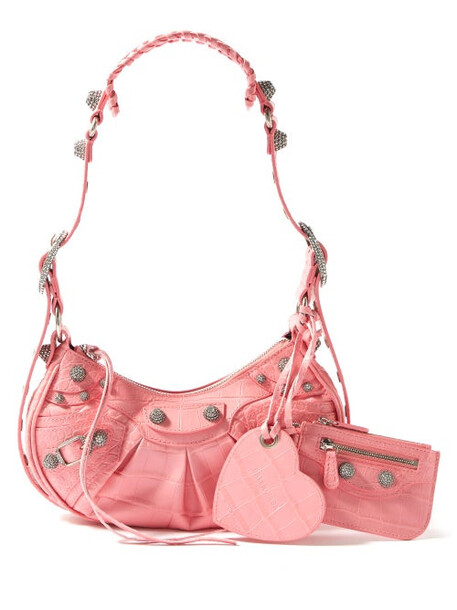 Balenciaga - Cagole Xs Crocodile-effect Leather Shoulder Bag - Womens - Light Pink