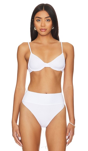 beach riot camilla bikini top in white
