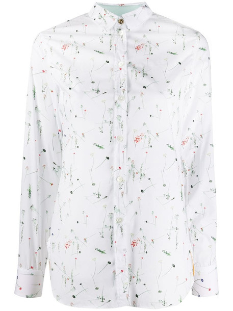 Paul Smith floral print long sleeve shirt in white