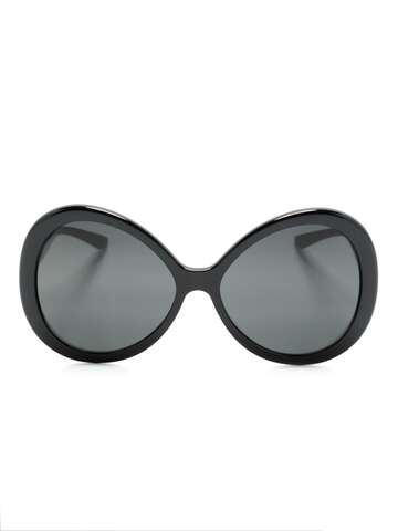 dolce & gabbana eyewear logo-plaque oversize-frame sunglasses - black