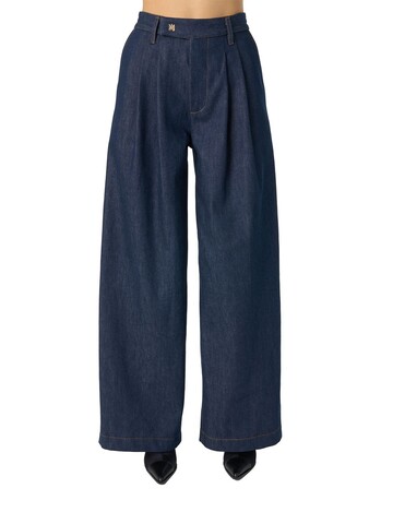 amiri high waist raw denim wide leg jeans in blue