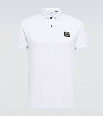 stone island cotton-blend polo shirt in white