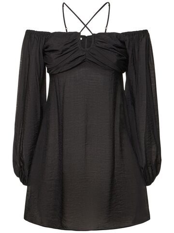 designers remix vera off-shoulder viscose mini dress in black