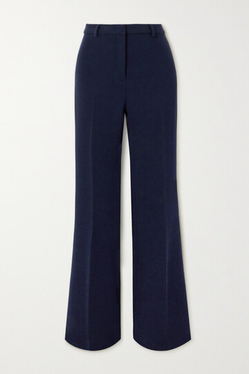 etro - wool-blend crepe wide-leg pants - blue