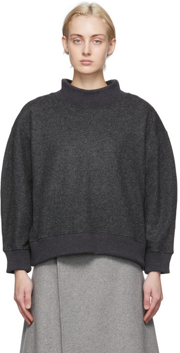 Oct31 Grey Wool Easy Sweatshirt in charcoal