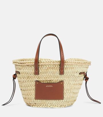 isabel marant cadix mini straw basket bag in brown