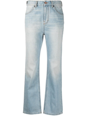 victoria victoria beckham mid-rise light-wash flared jeans in blue