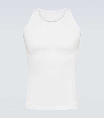 maison margiela ribbed-knit cotton and silk tank top in white