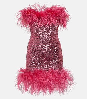oseree oséree feather-trimmed sequined minidress in pink