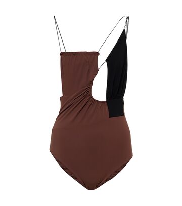 Nensi Dojaka Exclusive to Mytheresa â Cutout asymmetric swimsuit in brown