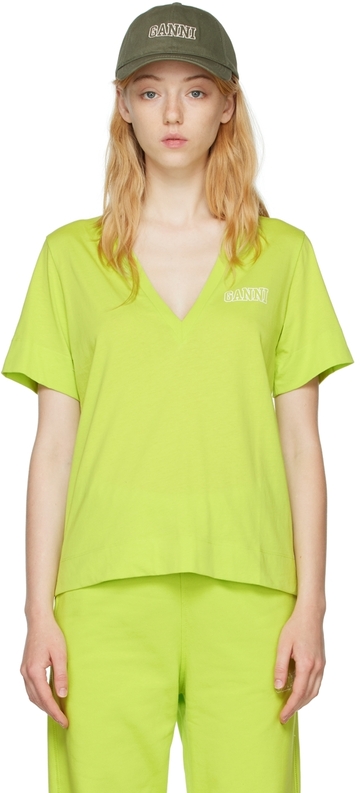 ganni green cotton t-shirt