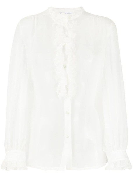 Alberta Ferretti ruffled trim blouse in white