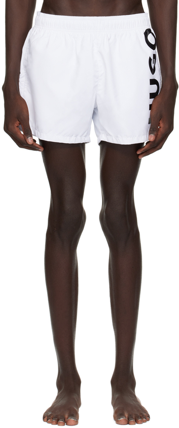 hugo white printed swim shorts