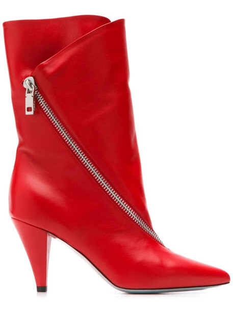 Givenchy zipped mid-heel boots in red