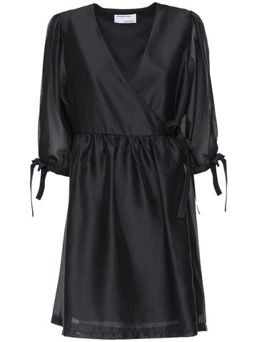 DESIGNERS REMIX Enola Satin Wrapped Mini Dress in black