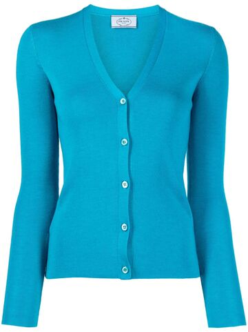 prada pre-owned cashmere-blend cardigan top - blue