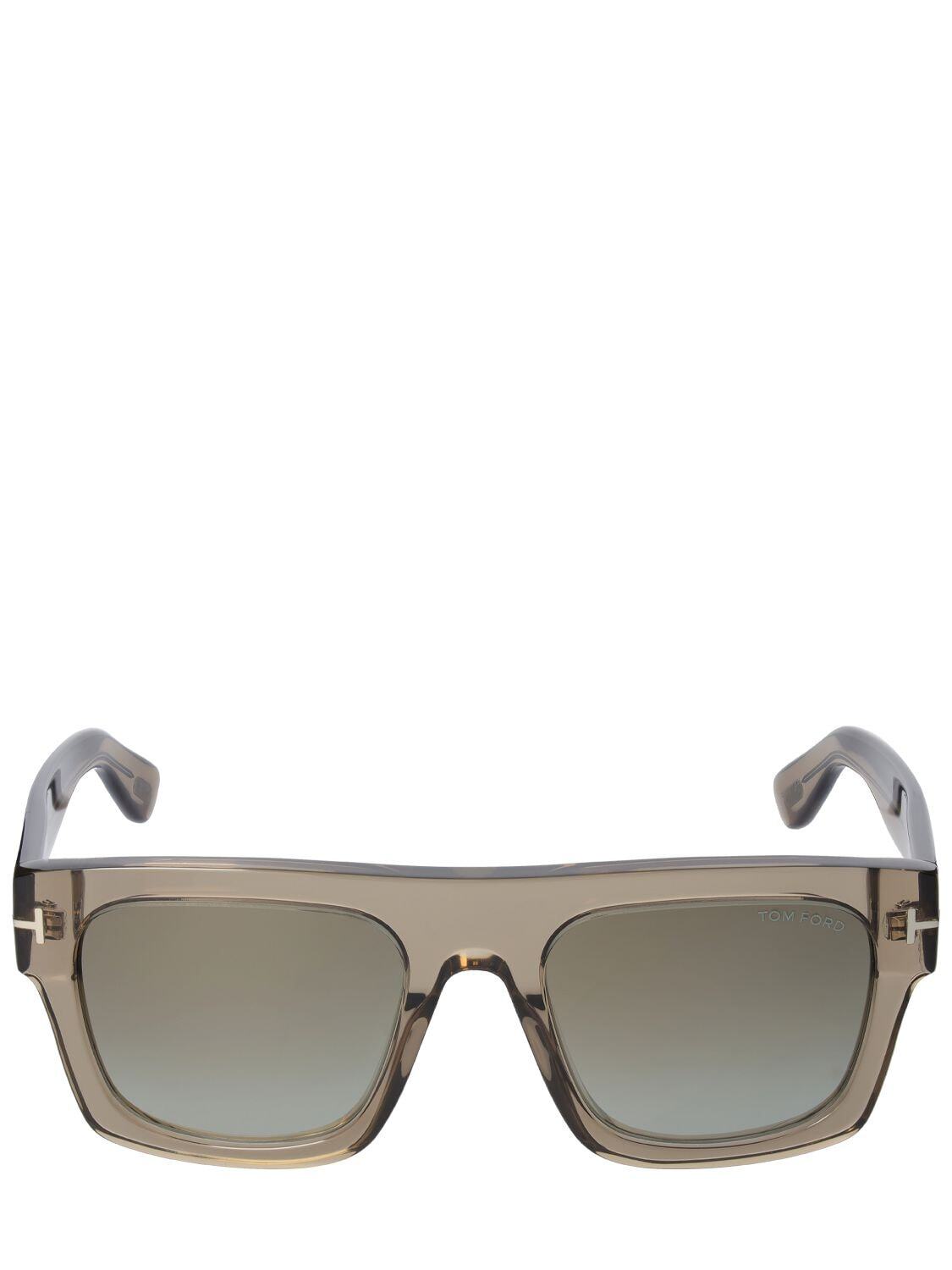 TOM FORD Fausto Squared Acetate Sunglasses in brown